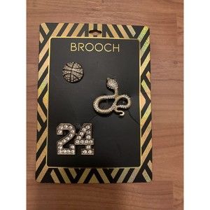 Men’s 3-Piece Brooch Pin Set Clear Rhinestone Gold Tone Basketbal…